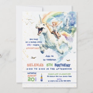 Fun Unicorn Ride Princess Girl Birthday Party Einladung
