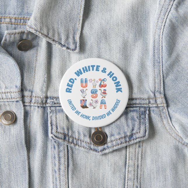 Fun USA Goose RED WHITE AND HONK 4. Juli Button (Beispiel)