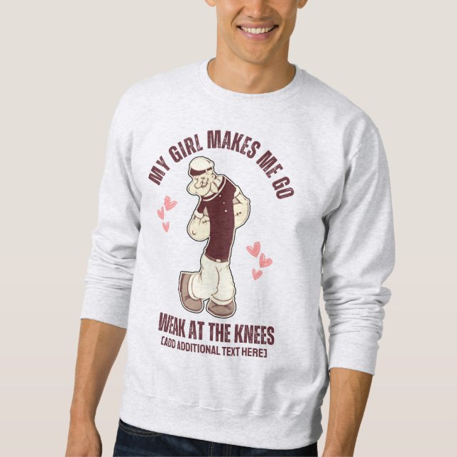 Fun Valentinstag POPEYE schwach an den Knie Sweatshirt (Vorderseite)