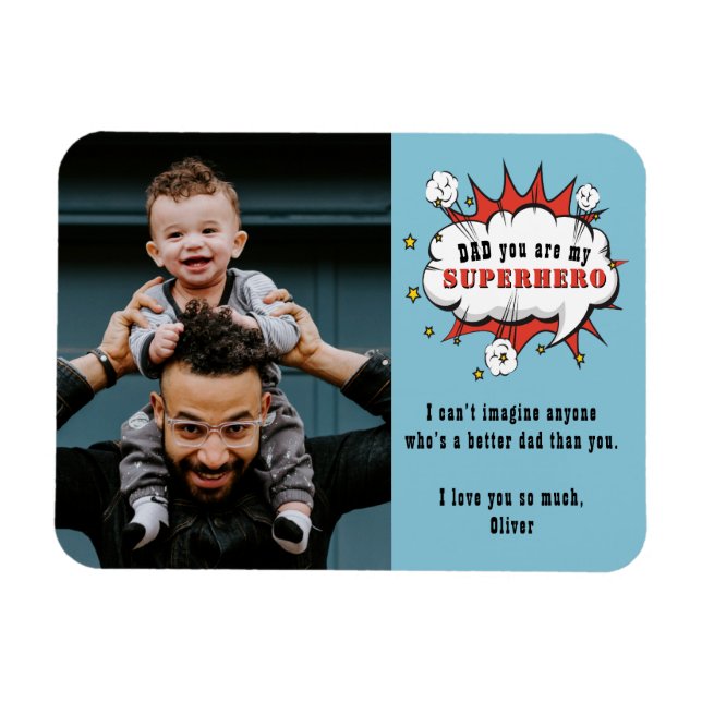 Fun Vater Superhero Cartoon Sprechblase Magnet (Horizontal)