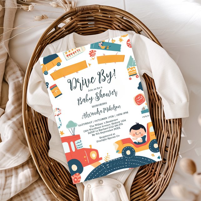 Fun Vehicle Cars Boy Baby Shower Einladung (Von Creator hochgeladen)