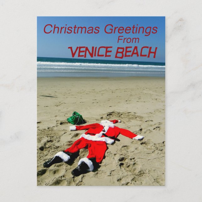 Fun Venice Beach Carte postale de Noël! (Devant)
