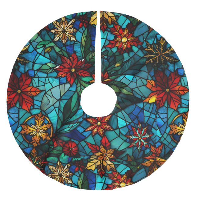 Fun verklebte Glass Weihnachtsbaum Base Cover Up Polyester Weihnachtsbaumdecke (Vorderseite)