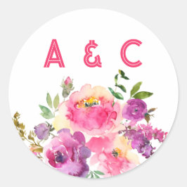 Fun Vibranet Fuchsia Floral Runder Aufkleber
