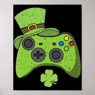 Fun Video Game Console St Patricks Day Kids Gamers Poster