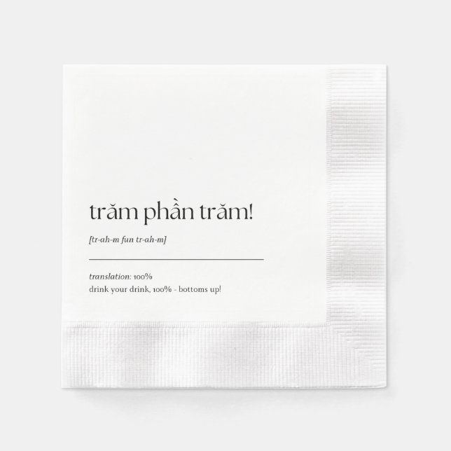 Fun Vietnamese Drinking Phrase Cocktail Napkin 03 Serviette (Vorderseite)