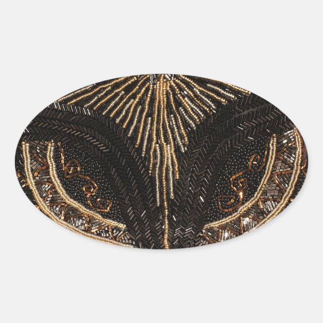 Fun Vintag Bead Look Design Ovaler Aufkleber (Vorderseite)