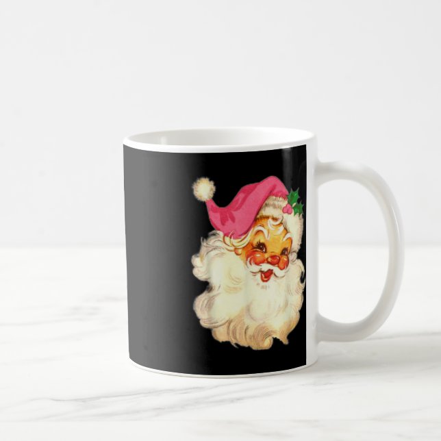 Fun Vintag Pink Santa Claus Pink Weihnachtsdesign Kaffeetasse (Rechts)