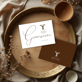 Fun Vintage Strongman Brown Groomsman Wedding  Einladung