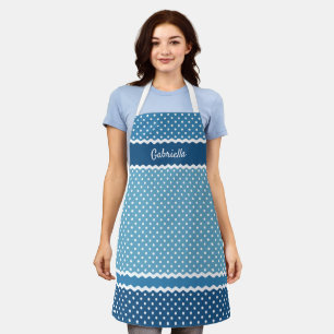 Fun Vintage weiße Polka Dots Muster auf blau Schürze
