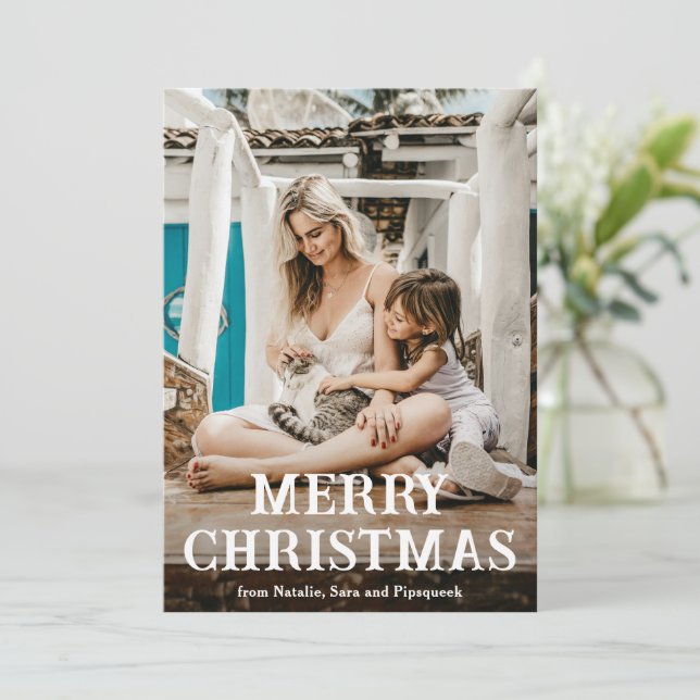 Fun Vintager Schriftart Foto Moderne Weihnachten (Stehend Vorderseite)