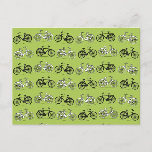 Fun Vintages Green Bicycles-Muster drucken Postkarte (Vorderseite)