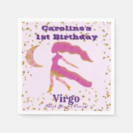 Fun Virgo First Birthday & Gold Confetti Serviette