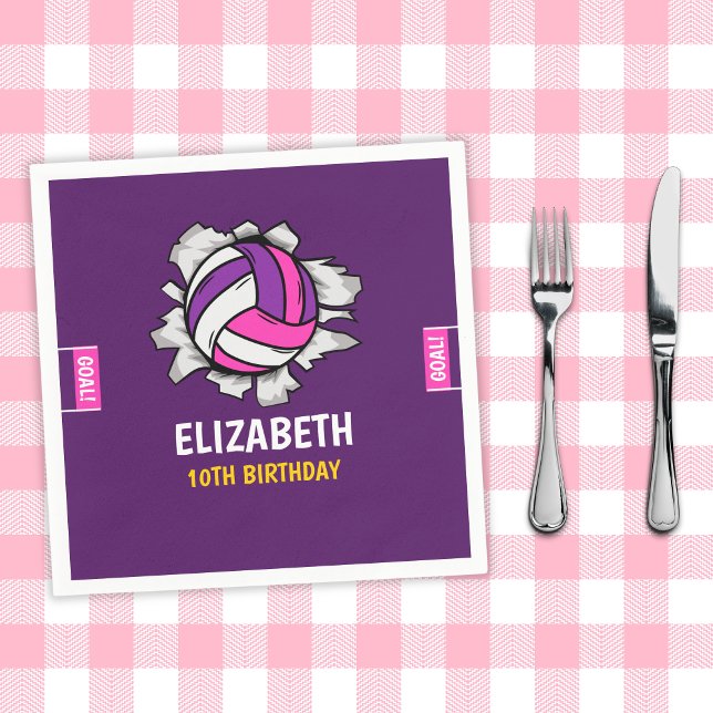 Fun Volleyball Birthday Girl Serviette (Von Creator hochgeladen)