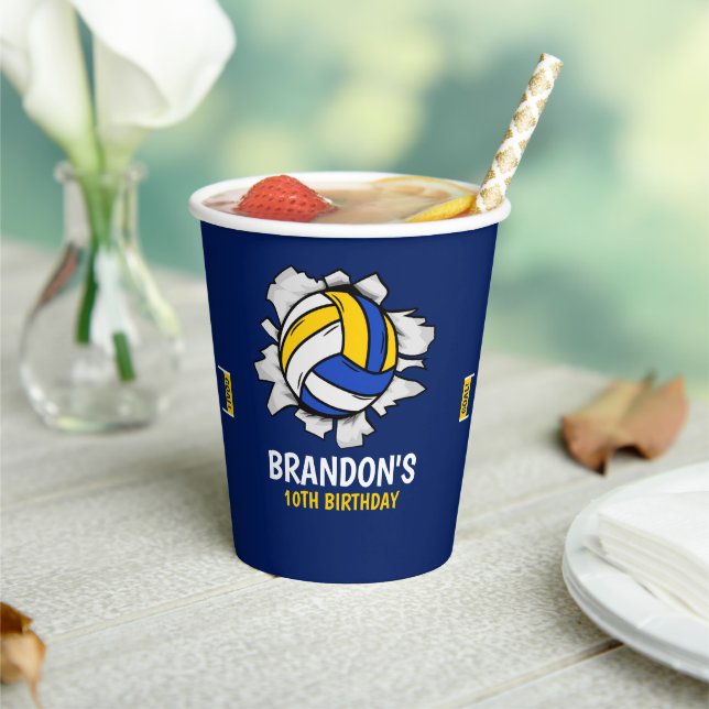 Fun Volleyball Boy Birthday Pappbecher (In Situ)