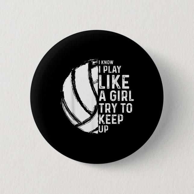 Fun Volleyball Design Mädchen Frauen Jugend Tee Sp Button (Vorderseite)
