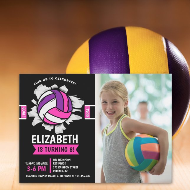 Fun Volleyball Girl Birthday Einladung (Von Creator hochgeladen)