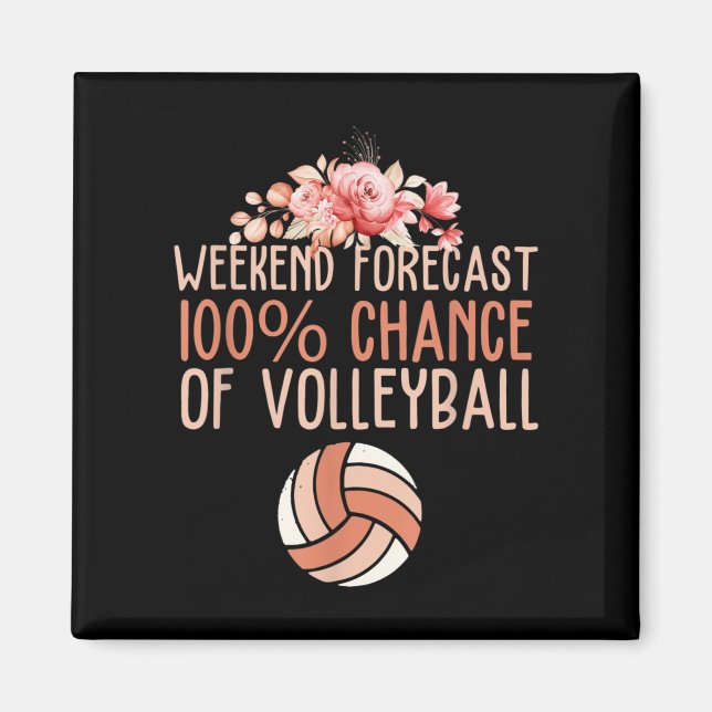 Fun Volleyball Weekend Prognose Volleyball Boho Fl Magnet (Vorne)