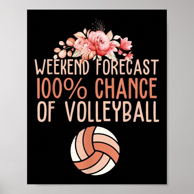 Fun Volleyball Weekend Prognose Volleyball Boho Fl Poster (Vorne)