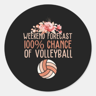 Fun Volleyball Weekend Prognose Volleyball Boho Fl Runder Aufkleber