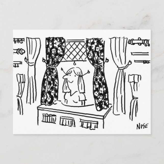 Fun Vorhänge & Stoffe Haberdashery Cartoon Postkarte (Vorderseite)