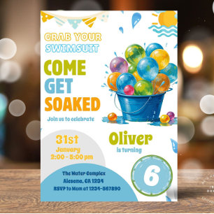 Fun Water Ballon Birthday Einladung Vorlage