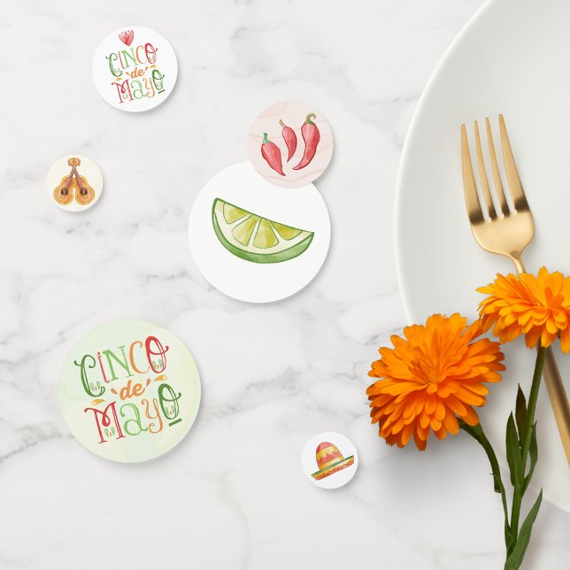 Fun Watercolor Cinco de Mayo Party Konfetti (Von Creator hochgeladen)