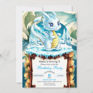 Fun Watercolor Dragon zum Geburtstag Einladung
