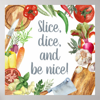 Fun watercolor Gemüseküche Utensitäten Poster