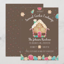 Fun Watercolor Gingerbrot Holiday Cookie Exchange Einladung