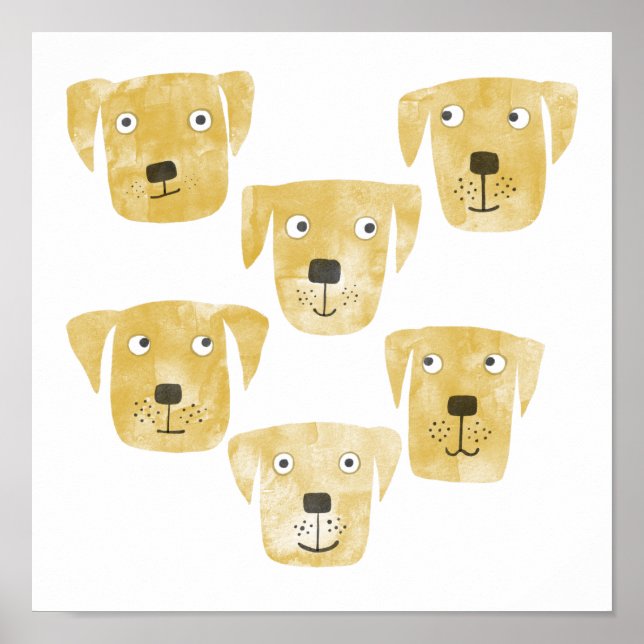 Fun Watercolor Golden Labrador Retriever Hunde Poster (Vorne)