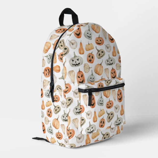 Fun Watercolor Pumpkin Pattern Bedruckter Rucksack (Rückseitige Ecke links)