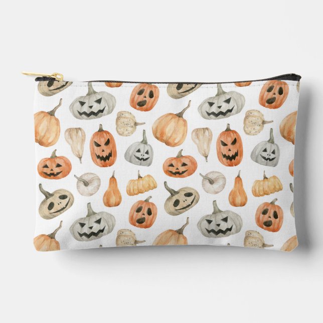 Fun Watercolor Pumpkin Pattern Zubehörtasche (Vorderseite)