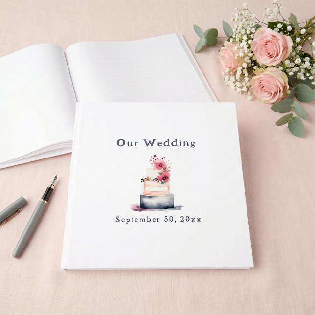 Fun watercolor wedding cake guest book gästebuch (Fun watercolor wedding cake guest book)