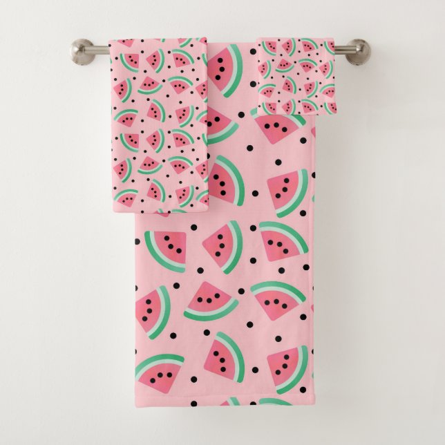Fun Watermelon Slice Pattern Summer Vibes Badhandtuch Set (Insitu)