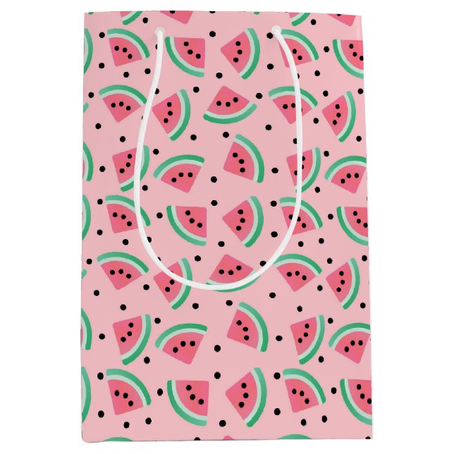 Fun Watermelon Slice Pattern Summer Vibes Mittlere Geschenktüte (Vorderseite)