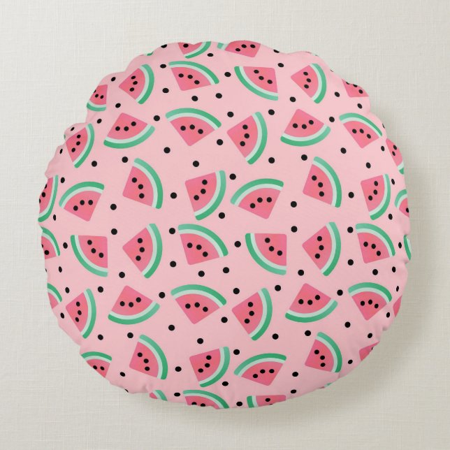 Fun Watermelon Slice Pattern Summer Vibes Rundes Kissen (Vorderseite)