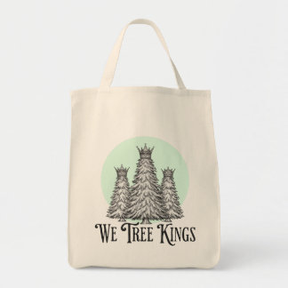 Fun We Three Kings pun tree tote bag Tragetasche