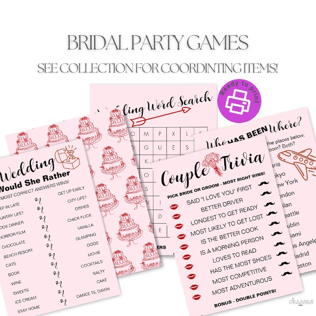 Fun Wedding Couple Trivia Game - Bride vs Groom (Our collection includes multiple games with fun designs on the back of each game. Fully customizable)