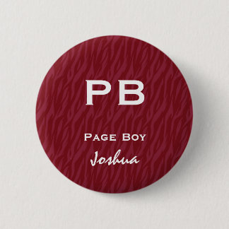 Fun Wedding Role Abbreviation Burgundy Red Zebra Button
