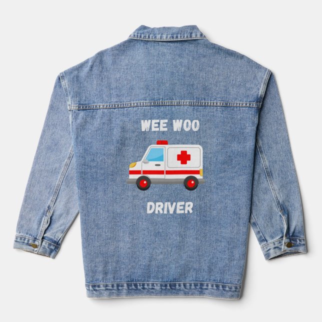 Fun WeeWoo Notfall-Rettungsfahrer Übergabe Jeansjacke (Rückseite)