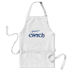 Fun Welsh Cwtch Schürze, Rosa, Blauer Flor Schürze