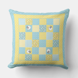 Fun Welsh Sheep, Faux Patchwork, Coussin ou coussi