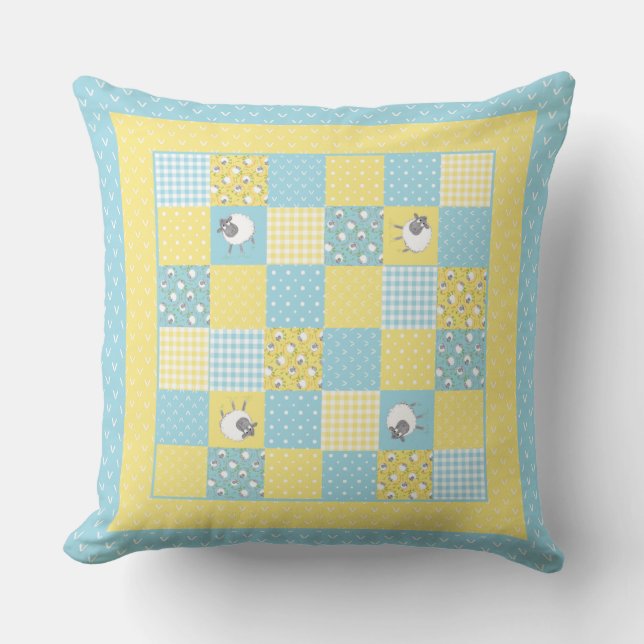 Fun Welsh Sheep, Imitate Patchwork, Kissen oder Ki (Vorderseite)