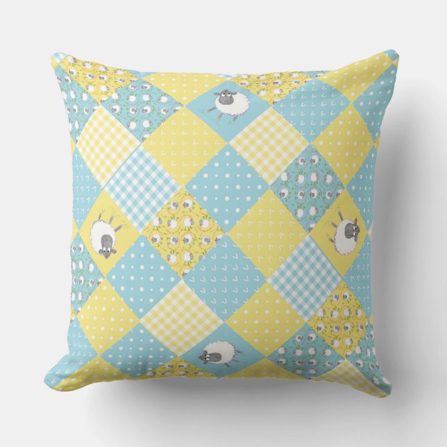 Fun Welsh Sheep, Imitate Patchwork, Kissen oder Ki (Vorderseite)