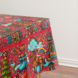 Fun Western Pattern Weihnachten Rot Tischdecke
