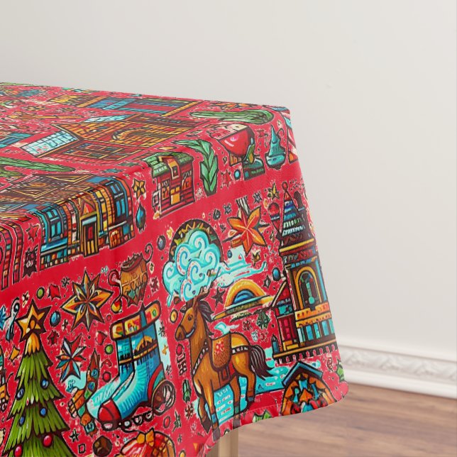 Fun Western Pattern Weihnachten Rot Tischdecke (Beispiel)