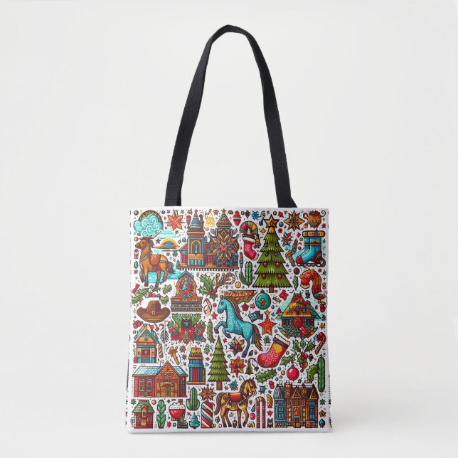 Fun Western Pattern Weihnachten Tasche (Vorderseite)