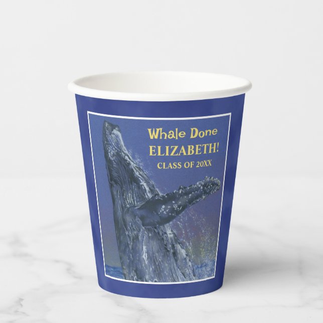 Fun Whale Graduation Party Cup Pappbecher (Vorderseite)