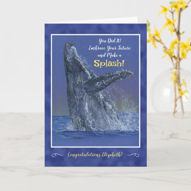 Fun Whale Personalized Graduation Greeting Card Karte (Gelbe Blume)